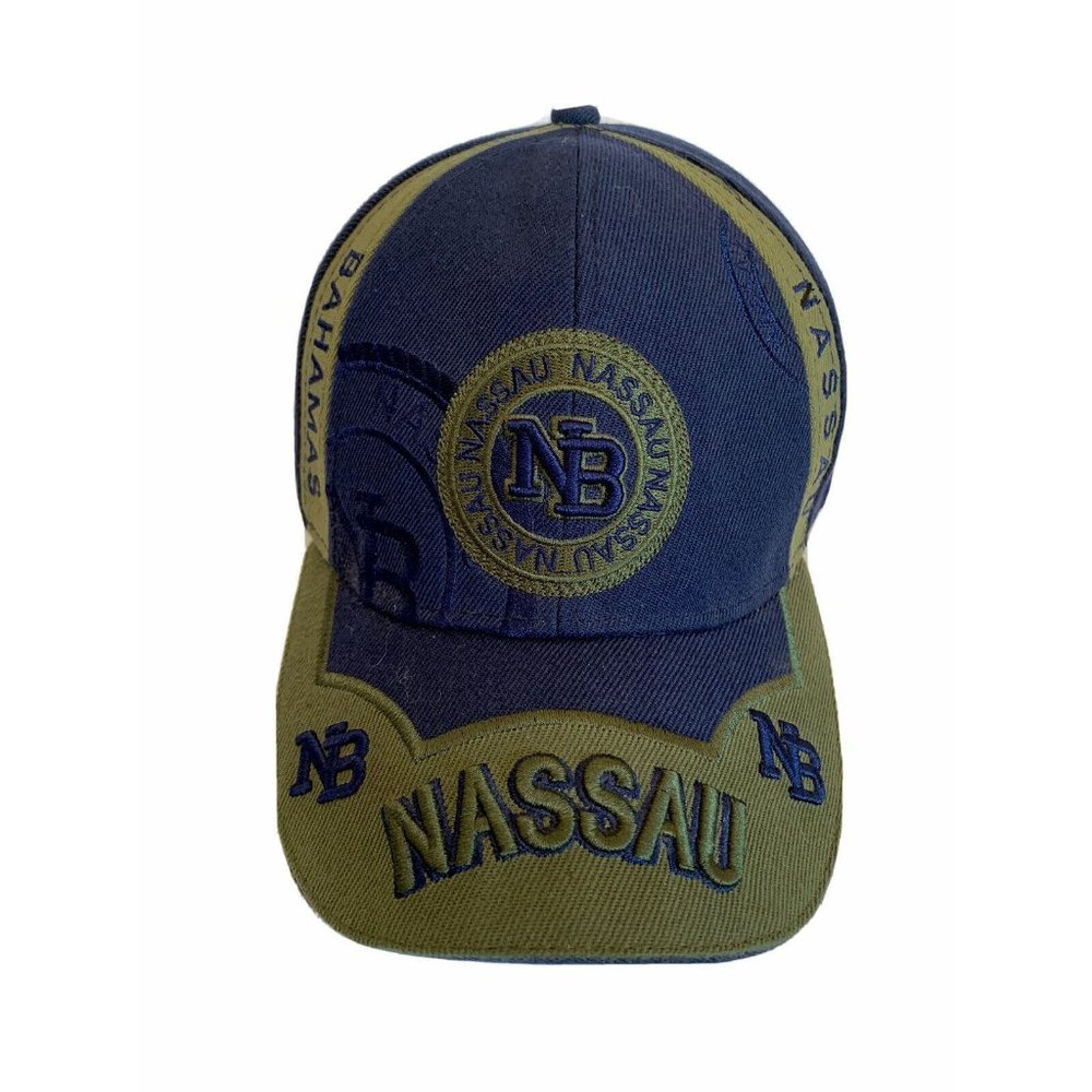 Nassau Bahamas Mens Hat‎ Cap Strap Back Blue Green Outdoors Travel Tourist
